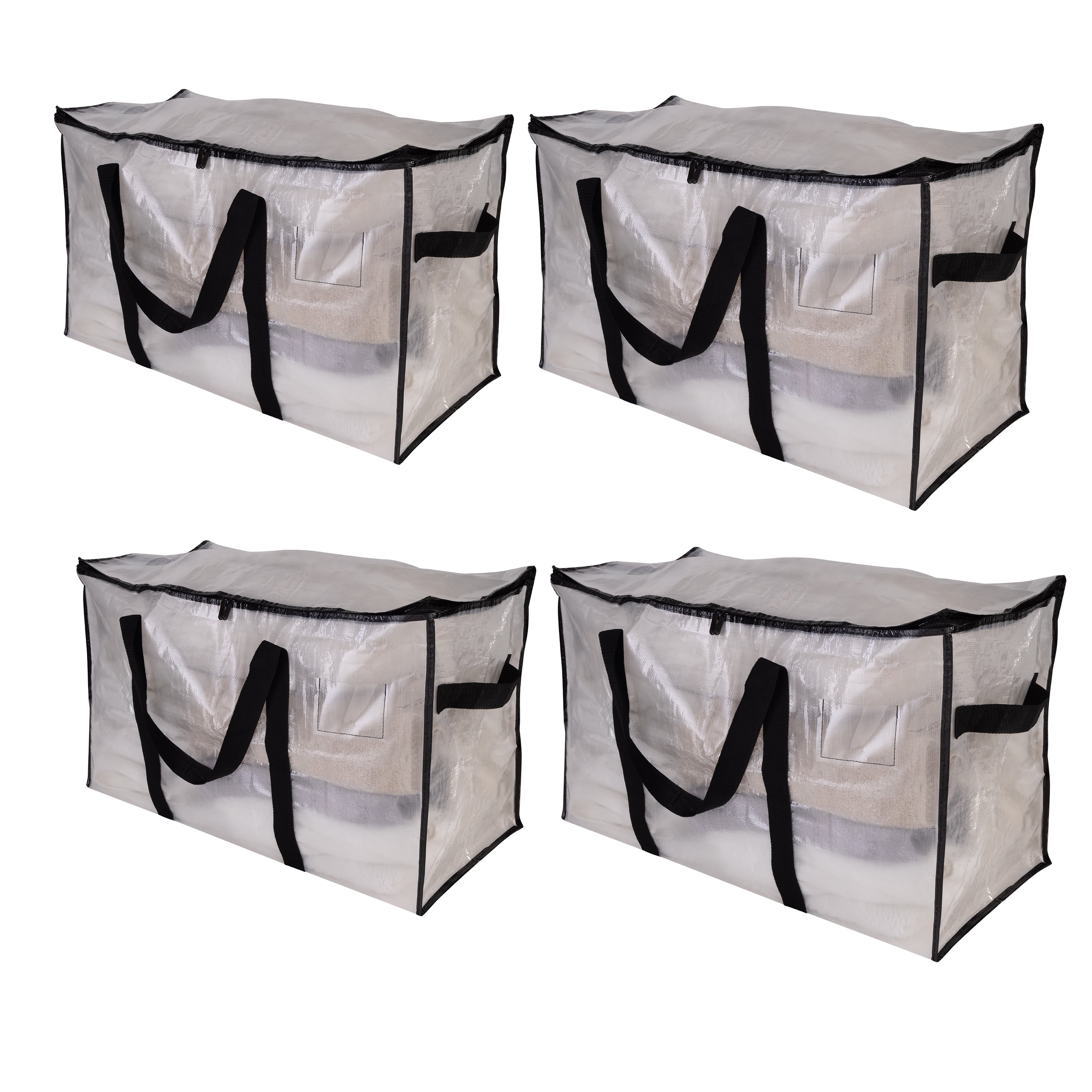 Organize It All 4 Pack Foldable Heavy Duty Storage Bags in Clear