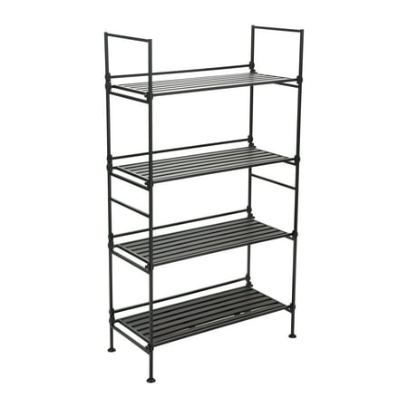 Organize It All 4-Shelf Wide Metal Storage Shelves Rack in Espresso