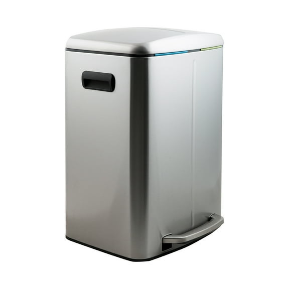 Organize It All 40 L Dual Compartment Recycling Bin, 17.5" x 16.2" x 23.6", Stainless Steel