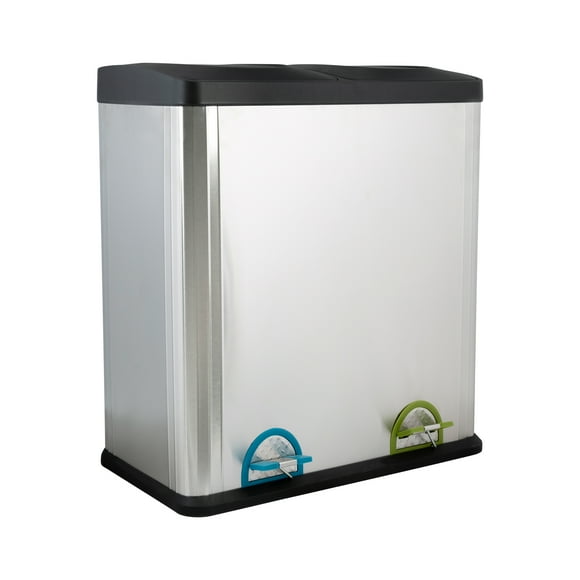 Organize It All 60 Liter 2 Compartment Stainless Steel Recycle Bin