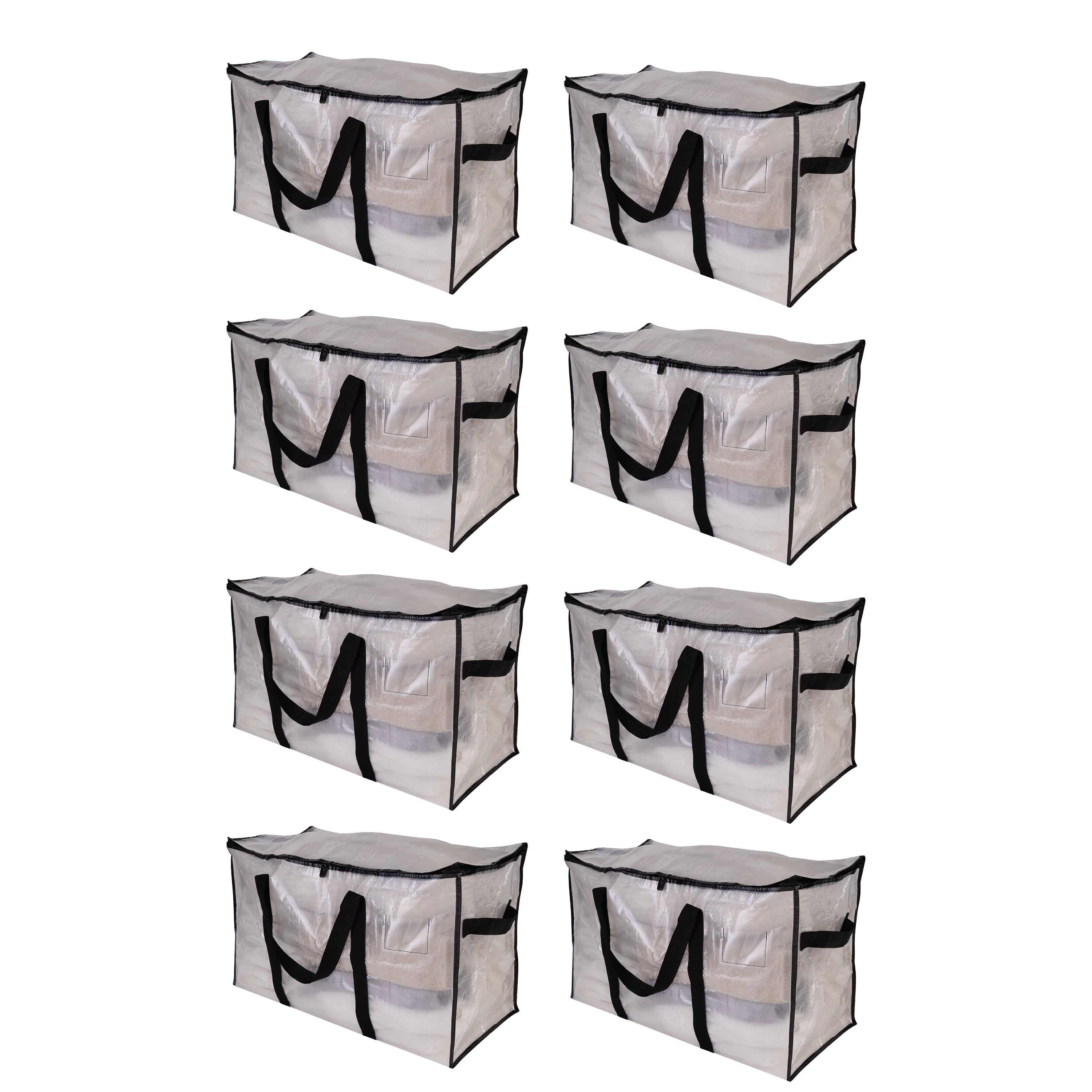 Organize It All 8 Pack Foldable Heavy Duty Storage Bags in Clear