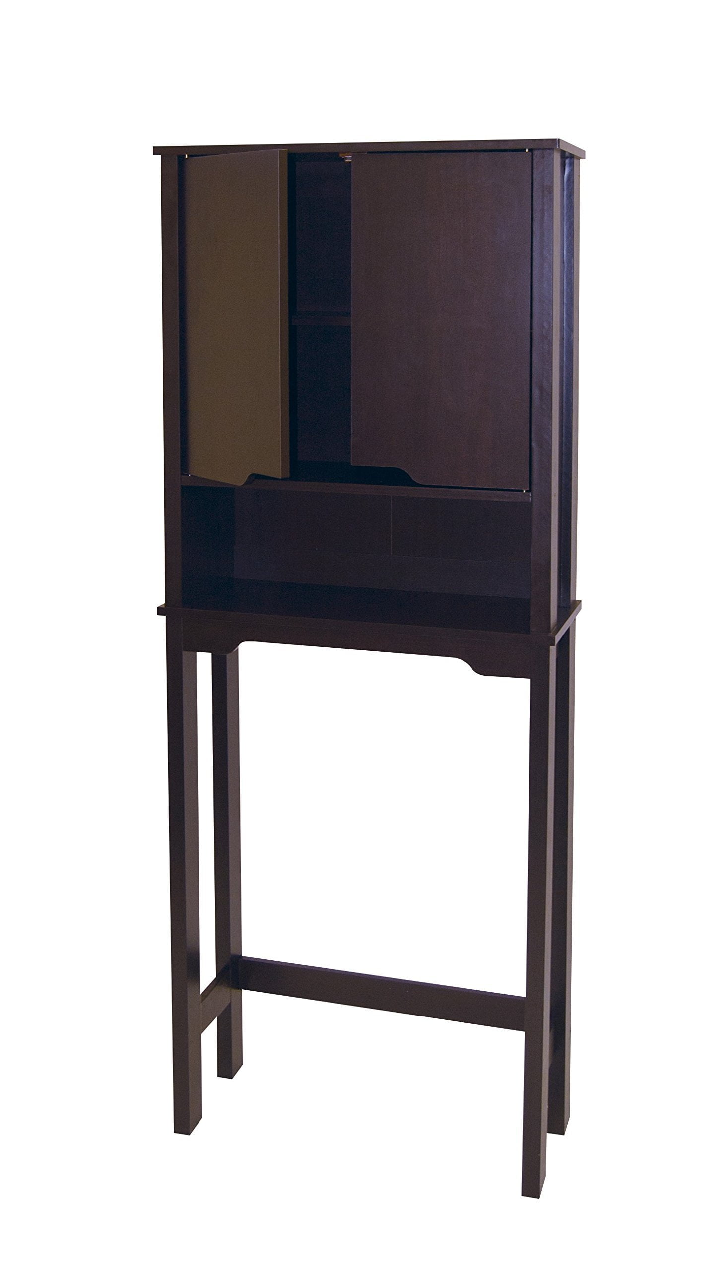 Espresso Wood Adjustable Over-the-Toilet Storage Cabinet