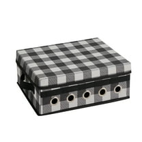 Organize It All Buffalo Plaid Gift Wrapping and Ribbon Storage Organizer Box in Black & White