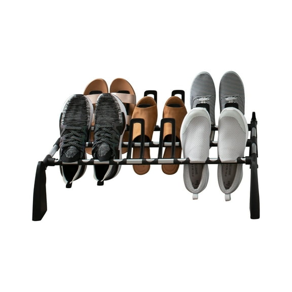 Organize It All Floor Shoe Rack, 9 Pair of Shoes, Black