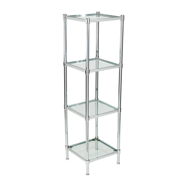 Organize It All Free Standing 4 Tier Glass Spa Storage Shelf Unit