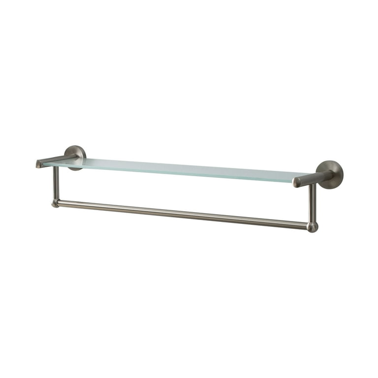 Organize It All Satin Nickel Glass Bathroom Shelf with Towel Bar Walmart