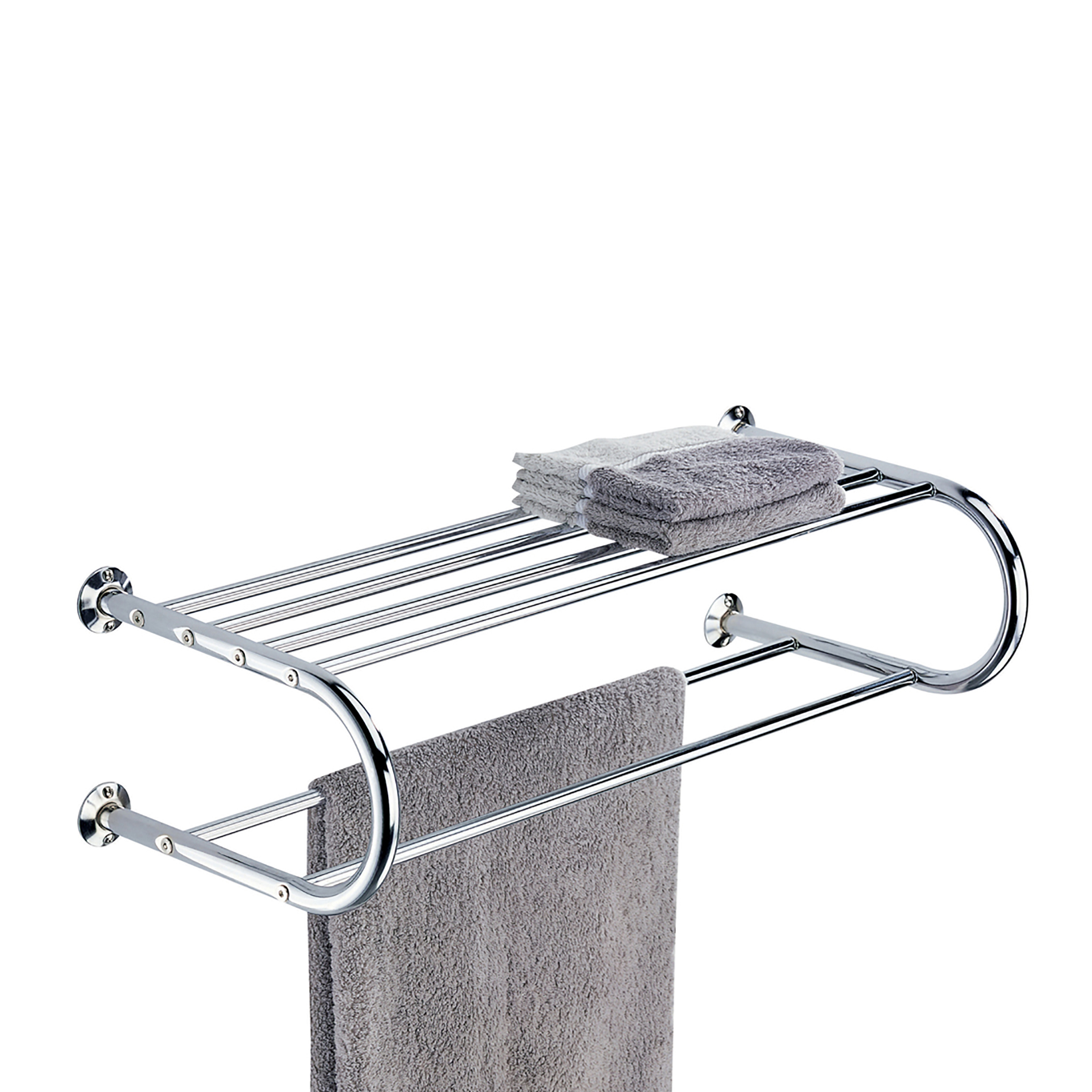Organize It All Wall Mounted Bath Shelf with Towel Bar in Chrome - image 1 of 6