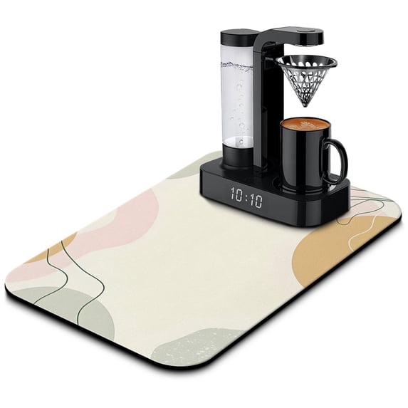 Organize in Style Boho Theme Coffee Mat (19.5x12in) Excellent Coffee Station Organizer, Coffee Mat Absorbent Dish Drying Mat for Kitchens, Adorable Abstract Art Coffee Machine Decor