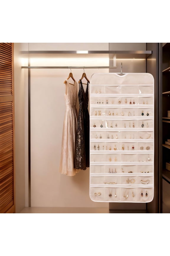 Organize Your Jewelry Collection With 80 Pocket Hanging Jewelry Organizer Bag For Earrings Rings Necklaces & More!
