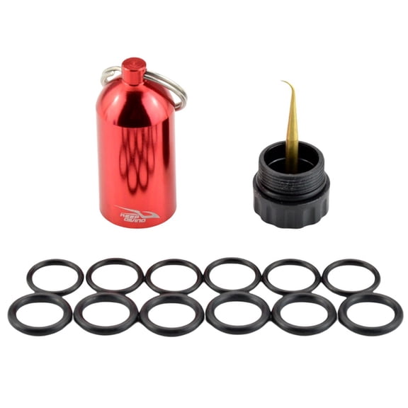 Organize Your Scuba Gear Aluminum Storage Bottle for Cylinder Valves with 12 Protective O Rings (Red)