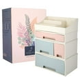 thumbnail image 1 of Organize storage box for multi-scene use, ROSELIFE [TCDF-09] Desktop Organizer, 4 Pieces 4 Drawers, 5 Slots, Blue, Pink and Green Assortment, 1 of 7