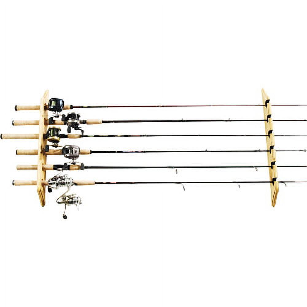 Organized Fishing Lacquered Pine Horizontal Wall Rack - 6 Rods - image 1 of 2