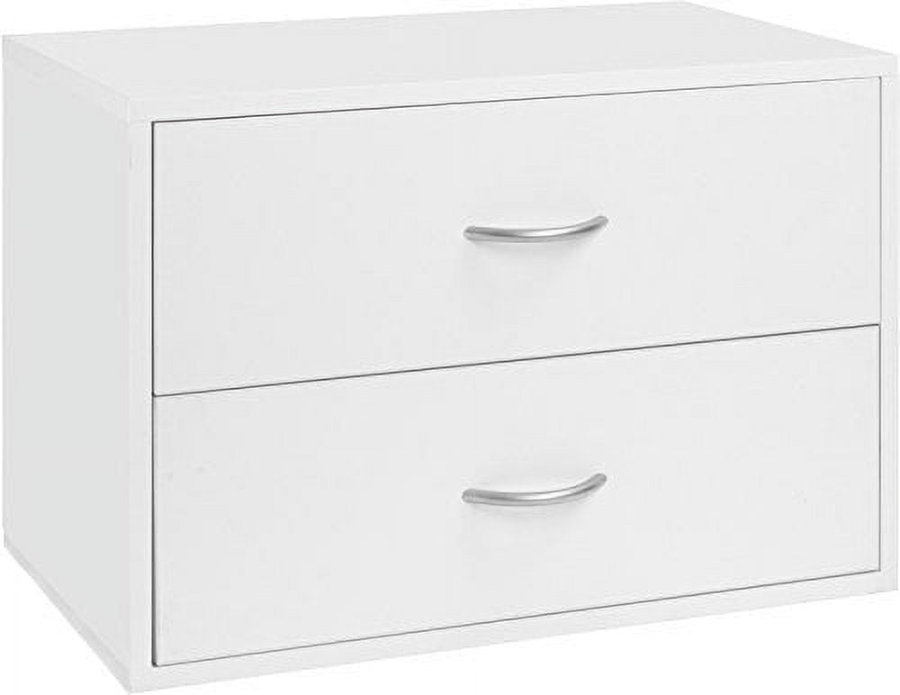 Sleek White 2-Drawer Modular Storage O-Box, 16" H x 24" W