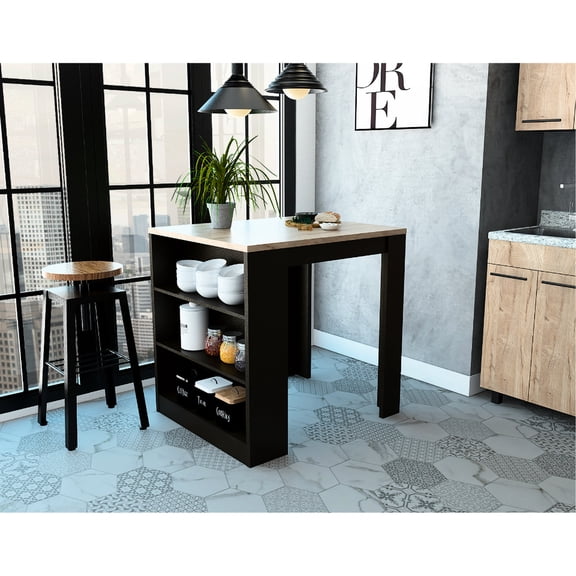 Organized Storage with 3 Drawers / Sleek Kitchen Island for Dining Use