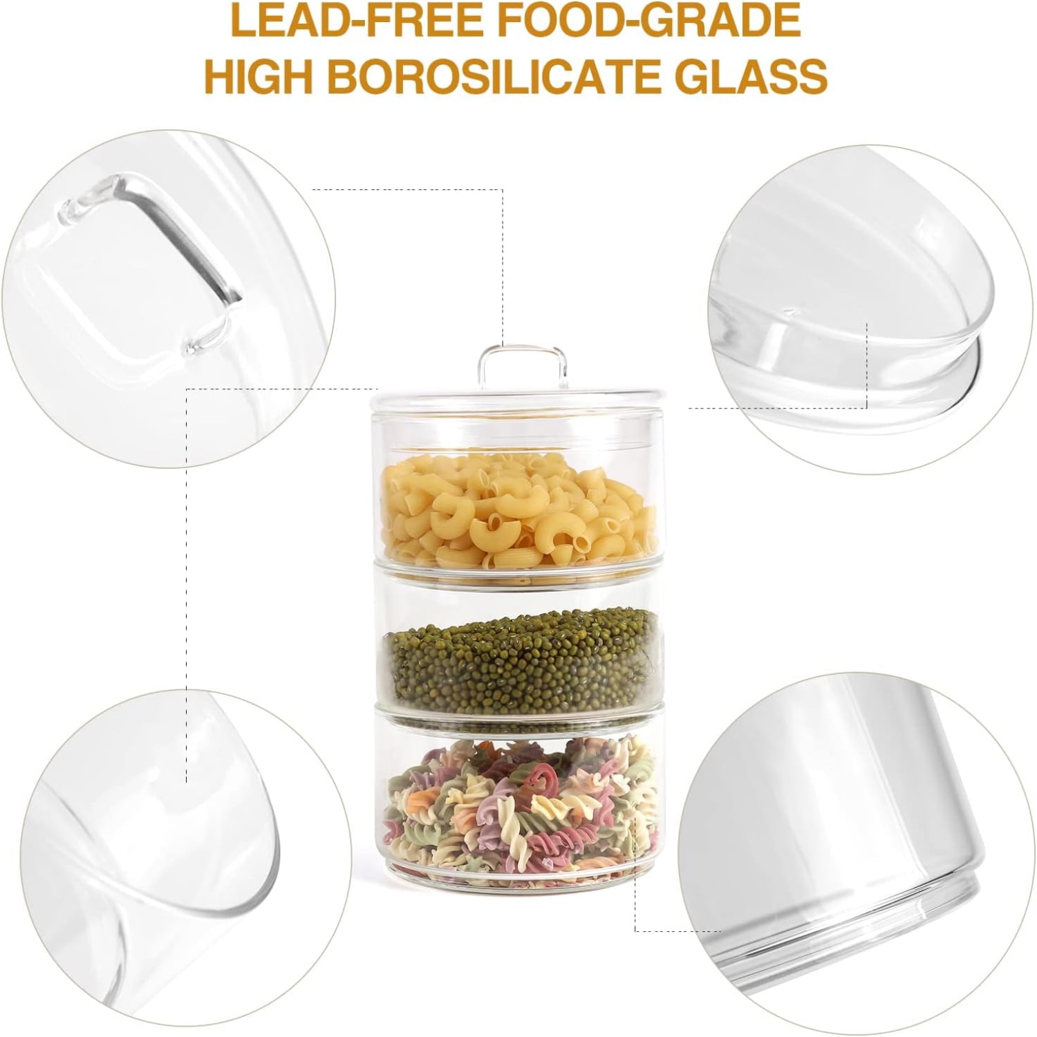 Organized and Stylish Set of 2 Large Glass Kitchen Canister Jars ...