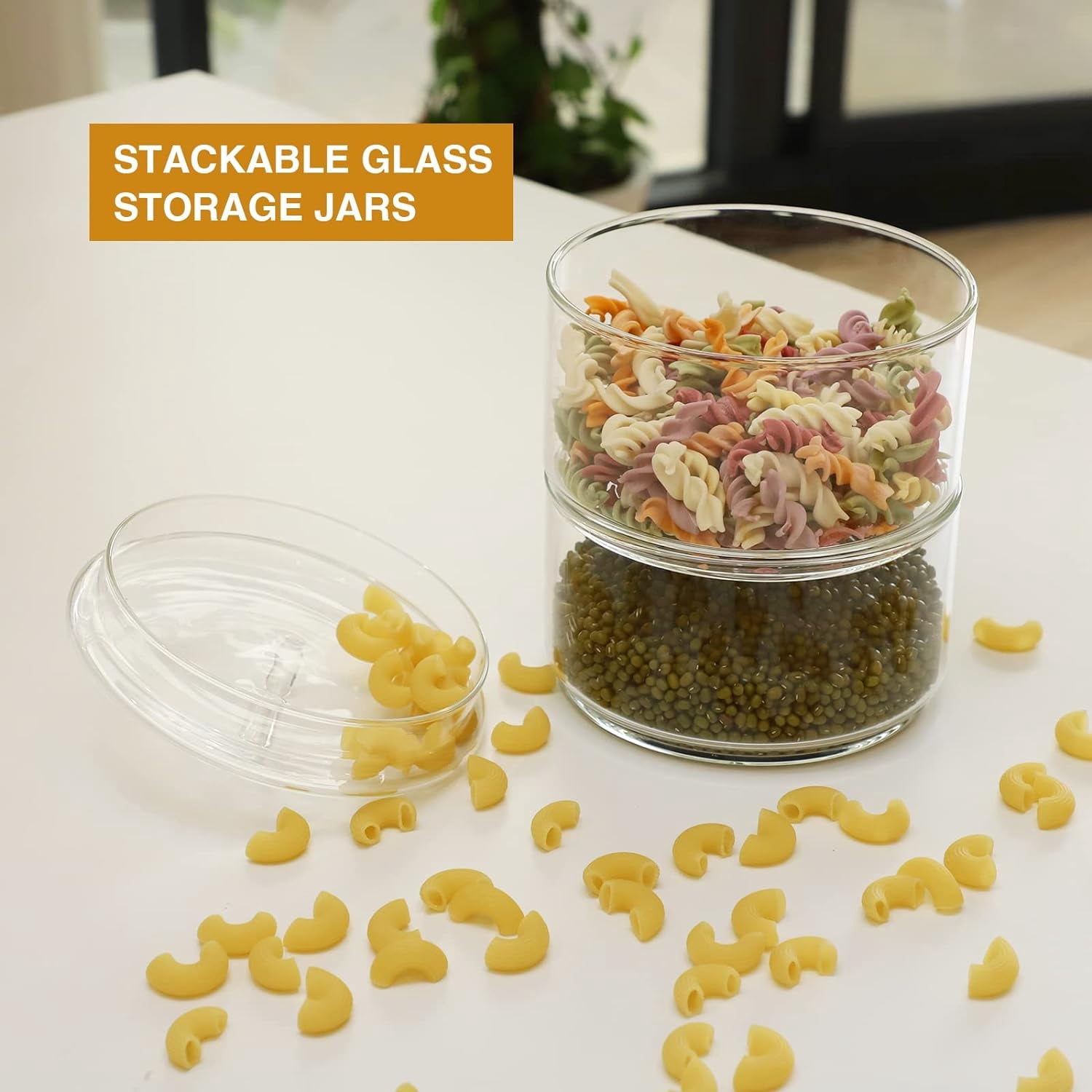 Organized and Stylish Set of 2 Large Glass Kitchen Canister Jars ...