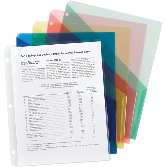 Organized Up Poly Translucent Slash File Jacket, Three-Hole Punched, Letter Size, Assorted Colors, 10 Count