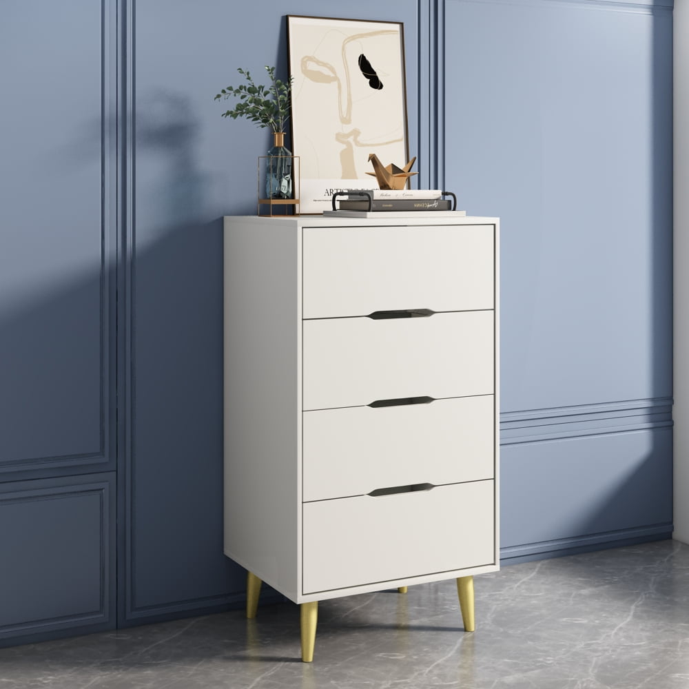Organizedlife Dressers for Bedroom with 4 Drawers,Storage Chest,Modern Wood Dresser Storage Cabinet White