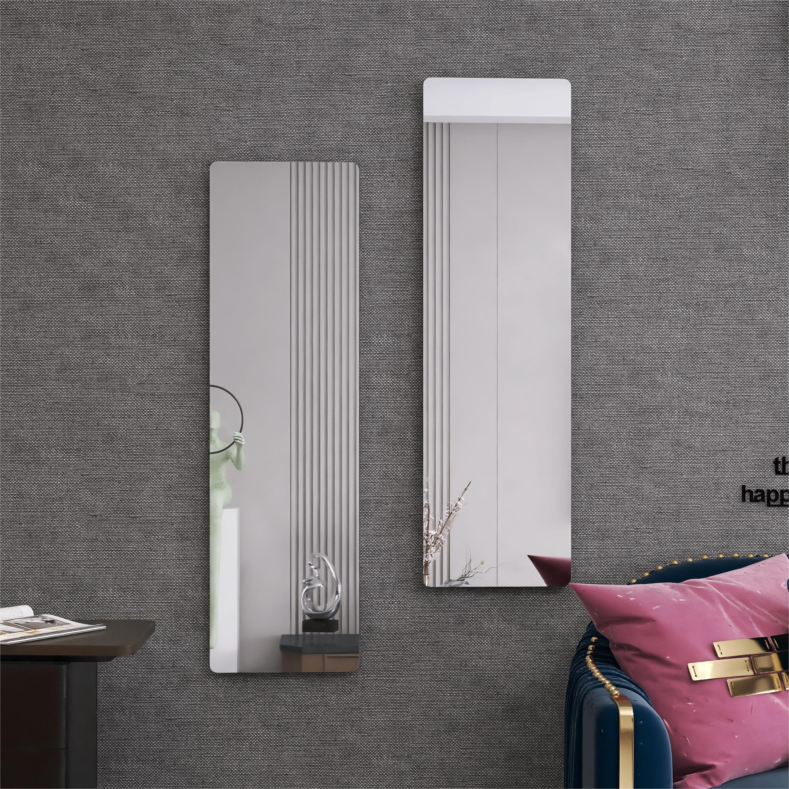 Organizedlife Hanging Long Frameless Wall Mounted Mirror, Full Length ...