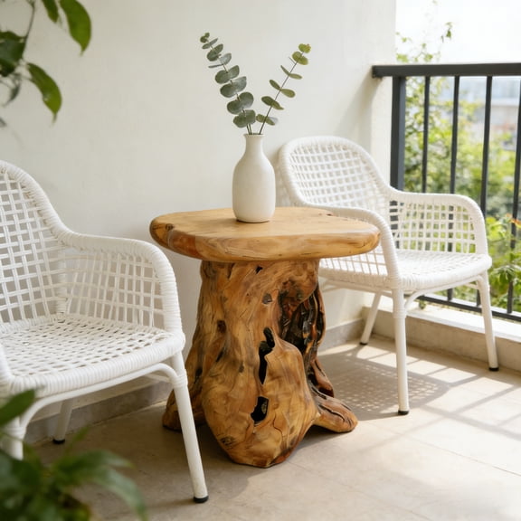 Organizedlife Live Edge Tree Stump Garden Stool Natural Edge Solid Wood Side Table, Rustic Plant Stand, Outdoor/Indoor Accent Table, Nightstand, Mushroom Stool, Decorative Wooden Footstool