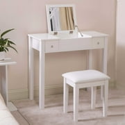 Organizedlife Makeup Vanity Set,Flip-Top Mirror Dressing Table with Vanity Stool Writing Desk White