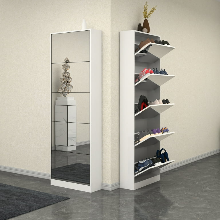 Mirror shoe cupboard hot sale