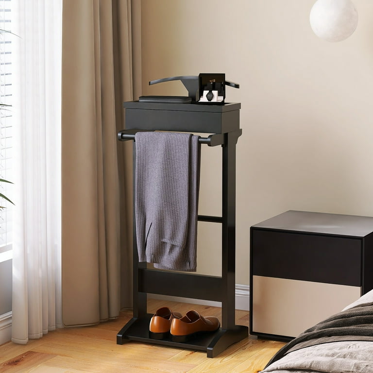 Organizedlife Valet Stand Organizer of Clothes Suit Valet Rack for Bedroom and Living Room Black