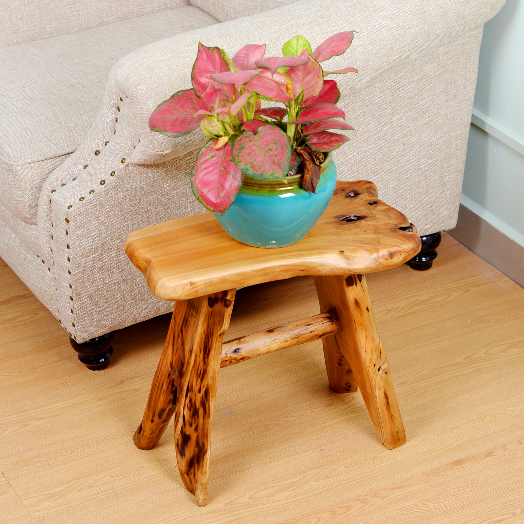 Organizedlife Wood Stump Side Table Tree Stump End Table Stool