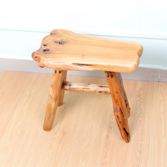 Organizedlife 21" Natural Cedar Stump Stool, Lacquered Solid Wood Side Table for Patio & Garden, Waterproof Tree Stump End Table for Indoor Outdoor, 12 lbs Heavy Duty Plant Stand