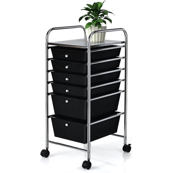 Organizer Cart Tools, Mobile Utility Storage Cart with Removable Drawers & Lockable Wheels, Rolling Storage Cart with Wheels for Home Office,Clear