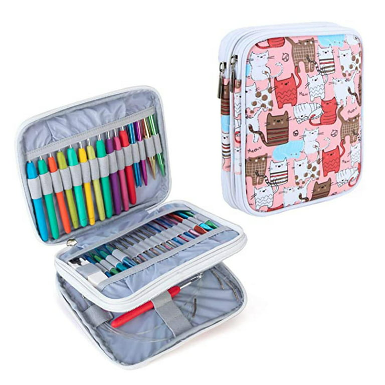 Organizer Case for Knitting Crochet Hook, Keep it in Place and Easy to  Carry, with Web & Crochet Holder Slots - Colorful Cat (No Accessories  Included) 