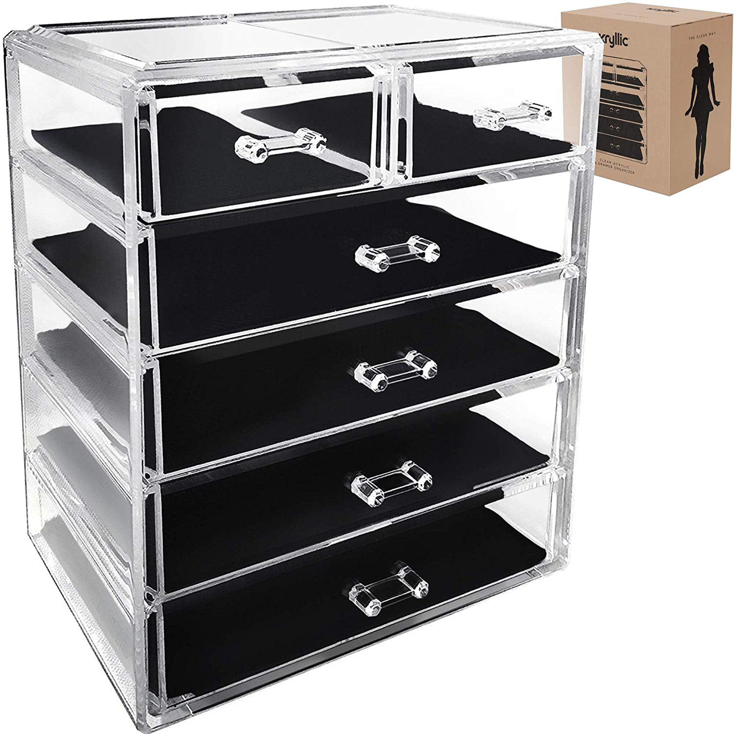 Acrylic Makeup Organizer with 19 Drawers, 4 Pack Desk Organizers and  Accessories, Clear Office Desk Accessories, Desk Organizer with Drawers,  Drawer