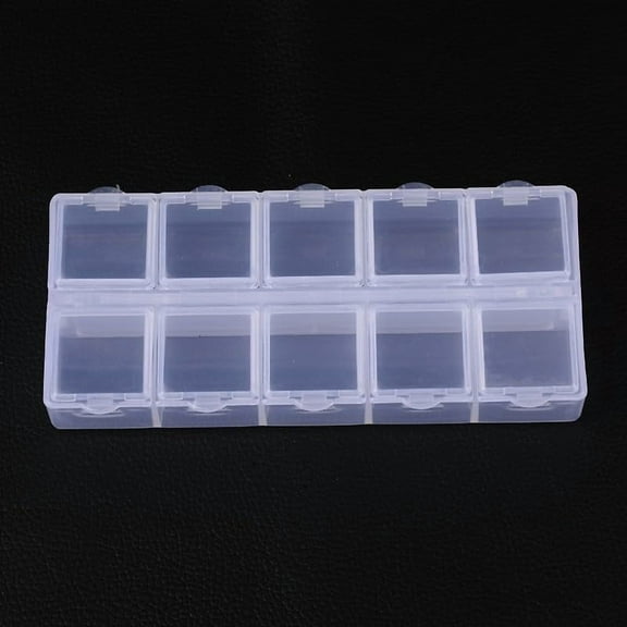 Organizer Cuboid Plastic Bead Containers Flip Top Bead Storage Boxes White Adjustable Dividers Boxes 10 Compartments Craft Storage Cases with Hinged Lid for Small Items 5.19x2.44 Inch