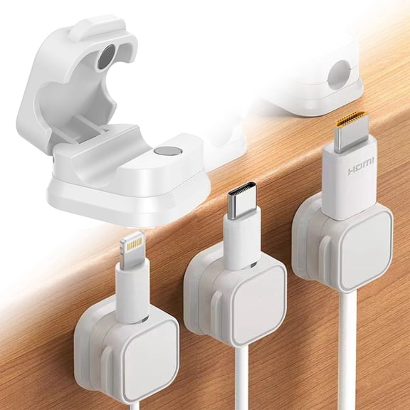 Organizer Data Storage Holder 6Pcs Clips Cord Holder Organizer Wall Mounted Black