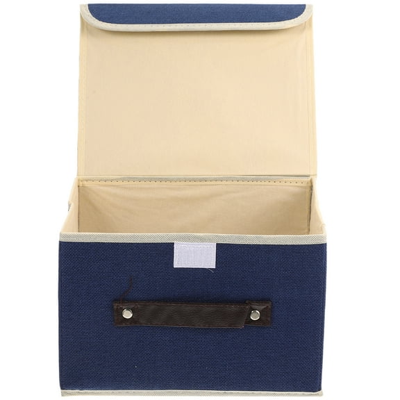 ifundom Blue Cotton Linen Wardrobe Organizer Box Practical Foldable Storage for Bedroom