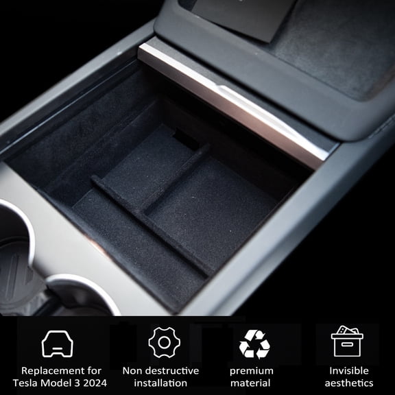 Organizer,Model 3 2024 3 2024 Material Box Box Center Box Tesla Model Armrest Box Box Center Console Hxber Huiop Fapao Black Center Console Organizer Flocking Material