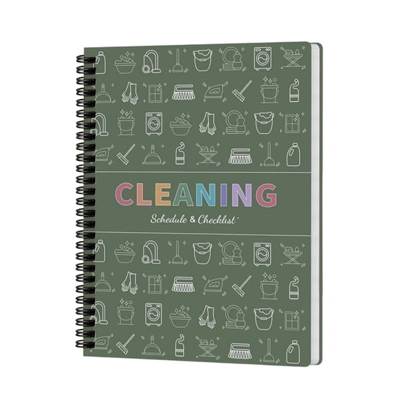 Organizer, Planner, 8X10 In, Muted Green, Room by Room Chore Logging, Seasonal Upkeep, Spiral Bound, 1 Pc