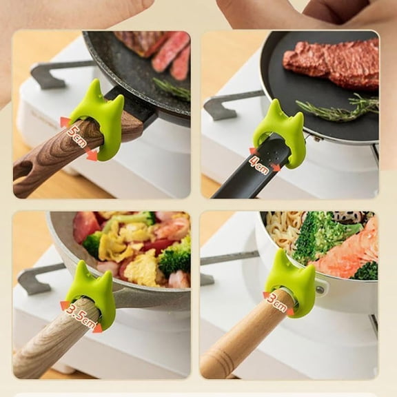 Organizer Rack 2 PCS Spoon Pot Pan Holder Spatula Bracket Clips Heat Resistance Non Slip Silicone Pot Spoon Holder Pot Clip Holder Fun Cartoon Spoon Rest For Pot Kitchen Gadget