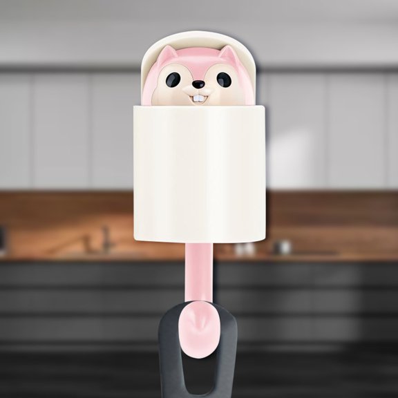 Organizer Shelf Maximize Space Rust Resistant Squirrel Wall Hook Adhesive Home Cartoon Cute Hanger Key Umbrella Towel Cap Coat Squirrel Sticking Out