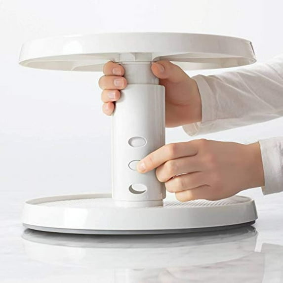 Organizer Space Saver Lazy Susan Two Tier Turntable in White - You Copia Collection