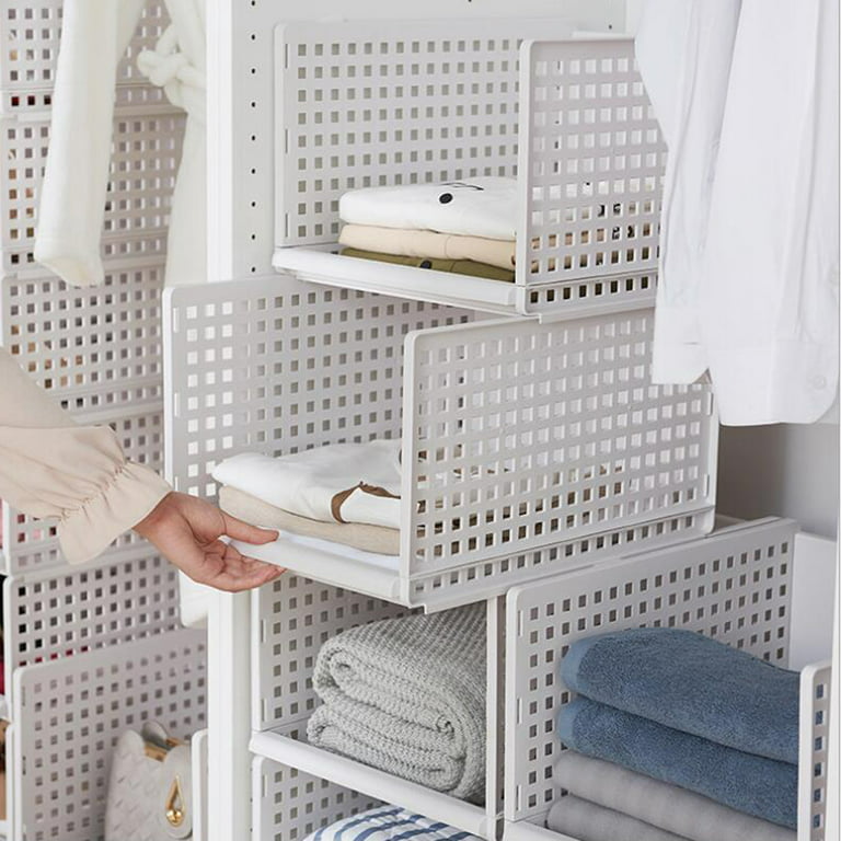 Organizer Stackable Storage Shelves Design Multifunctional Closet Shoes Toys Bedroom Living Room 42.5X33X25cm, White