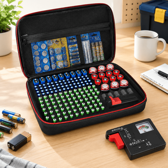 Organizer Storbox With Tester Vault Case Waterproof Explosionproof Holder Bt-168 Checker Carrying Container Bag Fit For 200+ Aa A