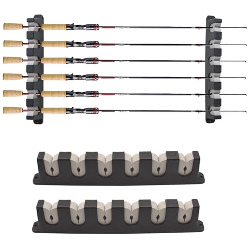 Organizer Wall Mount 6/8 vertical/Horizontal for Fishing Rod Holders and Pole Racks Accessory to Garage Door Home Room(Gray 6 horizontal)