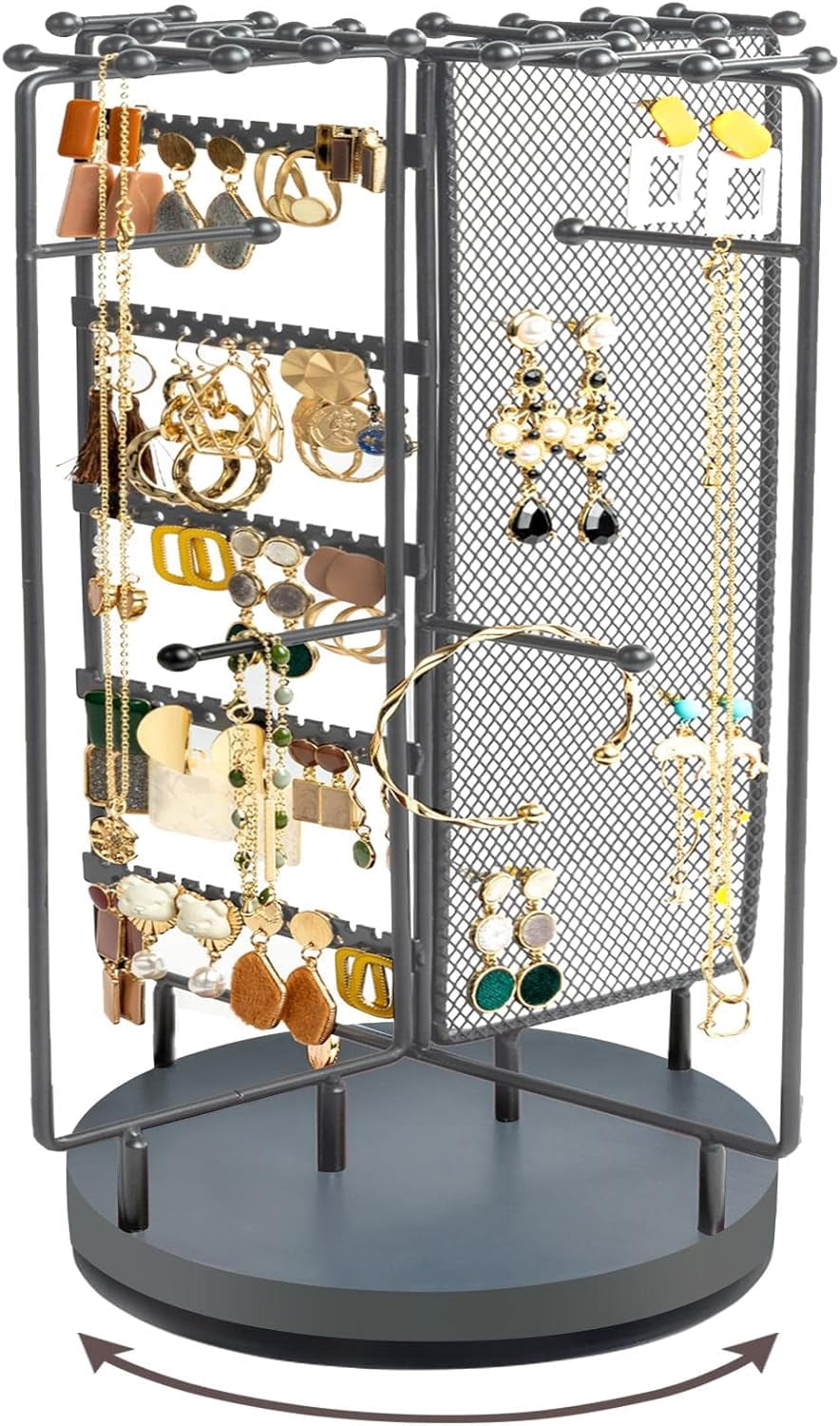 Organizer with 28 Necklace Hooks, Jewelry Tree Earring Stand Tower ...