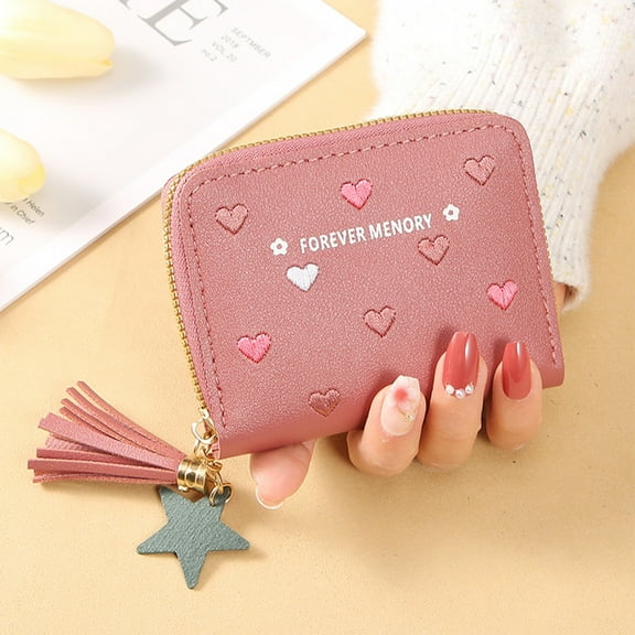 Organizers And Storage Womens Wallet With Slots Small Wallets For Women Bifold Slim Coin Purse Zipper Id Card Watermelon Red
