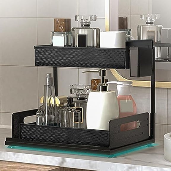 Organizers , Bathroom Organizers Under Cabinet Storage, 2 Tier Counter Storage with Drawer Hooks Cups