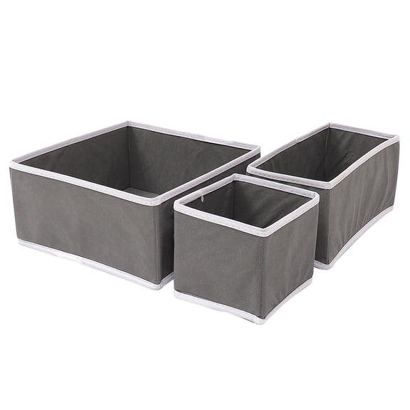 STRANDCHIC 3-Piece Small Grey Storage Bins Set Non-Woven Fabric for Home Organization and Adult Use
