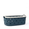 thumbnail image 1 of Organizing Essentials Extra-Large Plastic Storage Basket with Handles – Blue & Cream Decorative Bin – Designer Leather Pattern Organizer Basket, 16.7L, 1 of 9