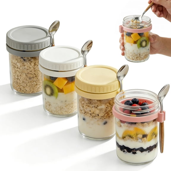 Organizing and Storing in Clearance - Oats Containers With Lids And Spoon Glass Oats Containers Set Of 8 12oz Breakfast Containers Oats Jars For Yogurt Chia Pudding