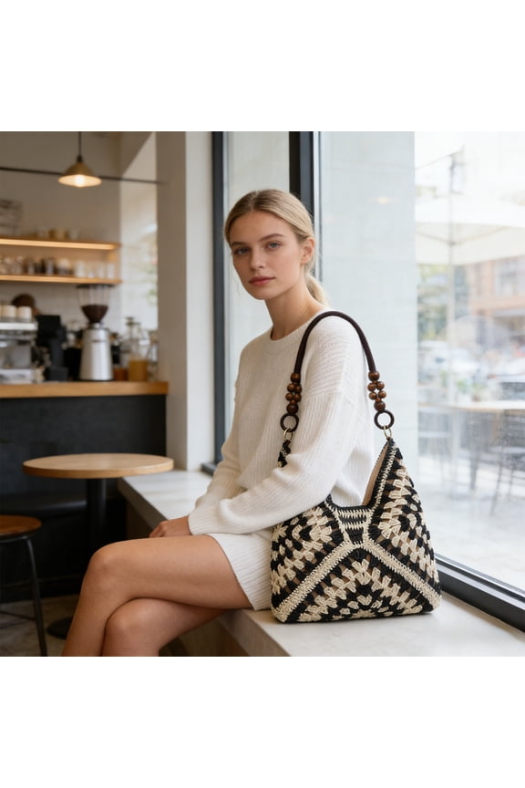 Organizing and Storing in Clearance - Shoulder Bag Weaving Crafts Shoulder Bag Underarm Bag Leisure Travel Storage Handbag Large Capacity Multifunctional Commuting Handbag